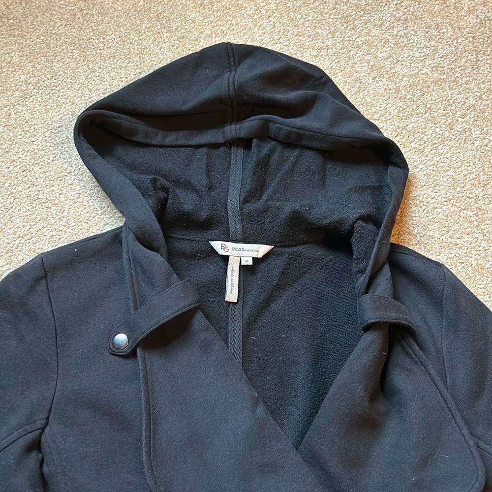 Bcbgeneration Black Angled Zipper Sweatshirt Jack… - image 3